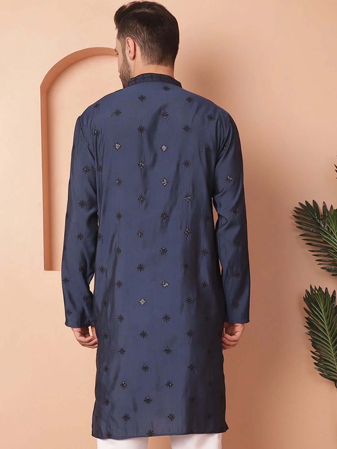 Navy Chikankari Indian Kurta for Men - Mens Kurta Collection