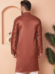 Men's Chikankari and Sequence Kurtas-KO-5057Brown