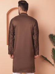Men's Chikankari and Sequence Kurtas-KO-5057Coffee