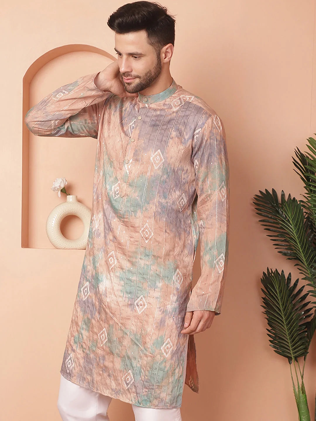Multi Tie-Dye Men's Kurta - Indian Kurta for Men Online