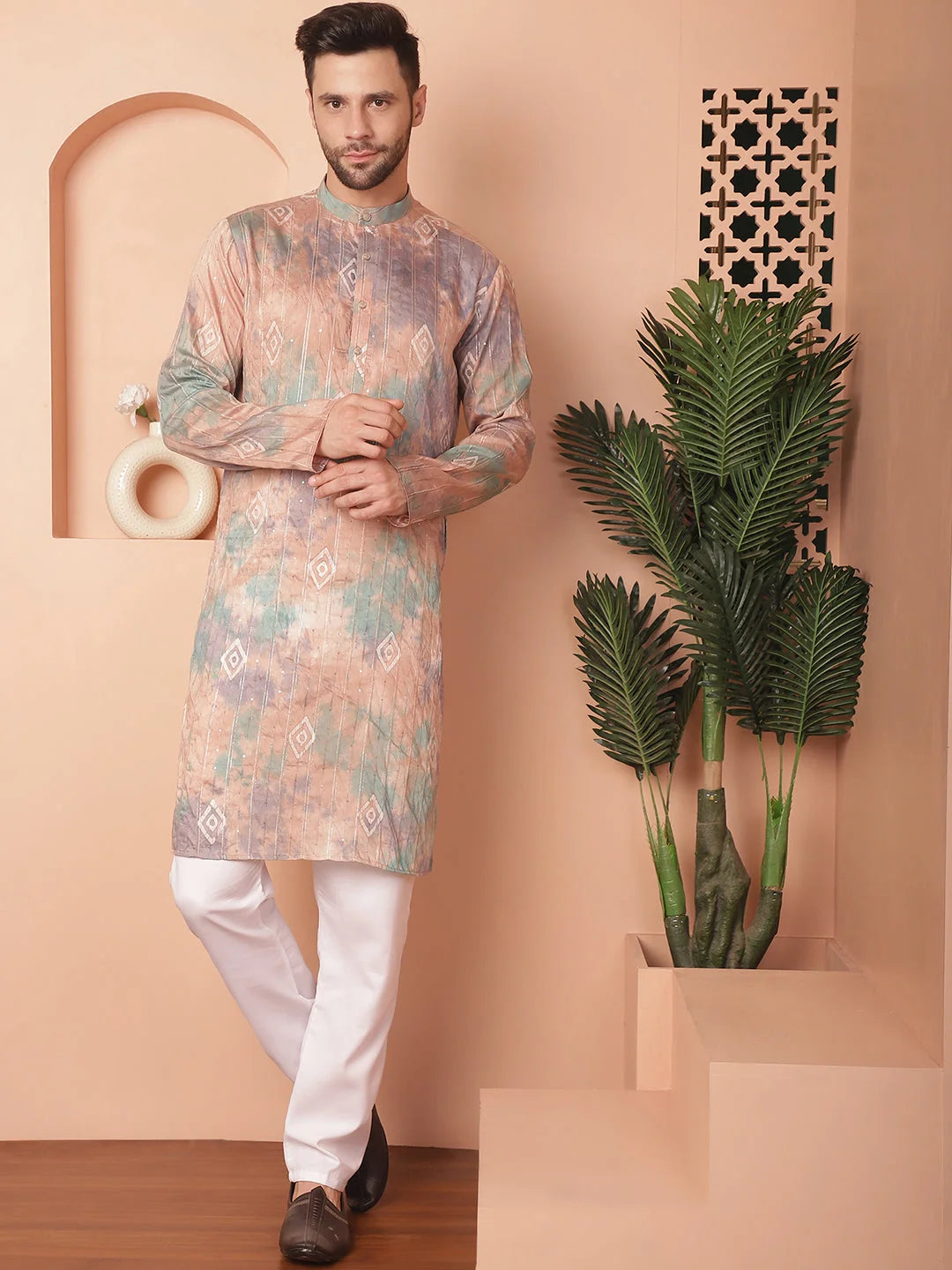 Multi Tie-Dye Men's Kurta - Indian Kurta for Men Online
