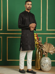 Men's Geometric Printed Kurtas-KO-5059Black