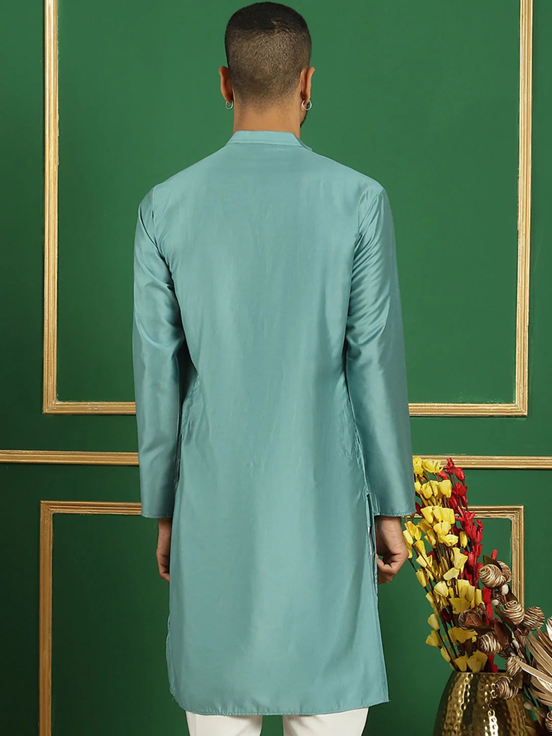 Men's Purple Embroidered Indian Kurta | Silk Wedding Kurta