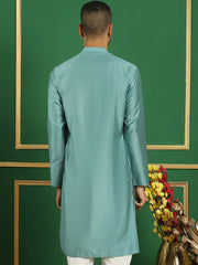 Men Purple Embroidered and Sequence Kurtas-KO-5059Blue