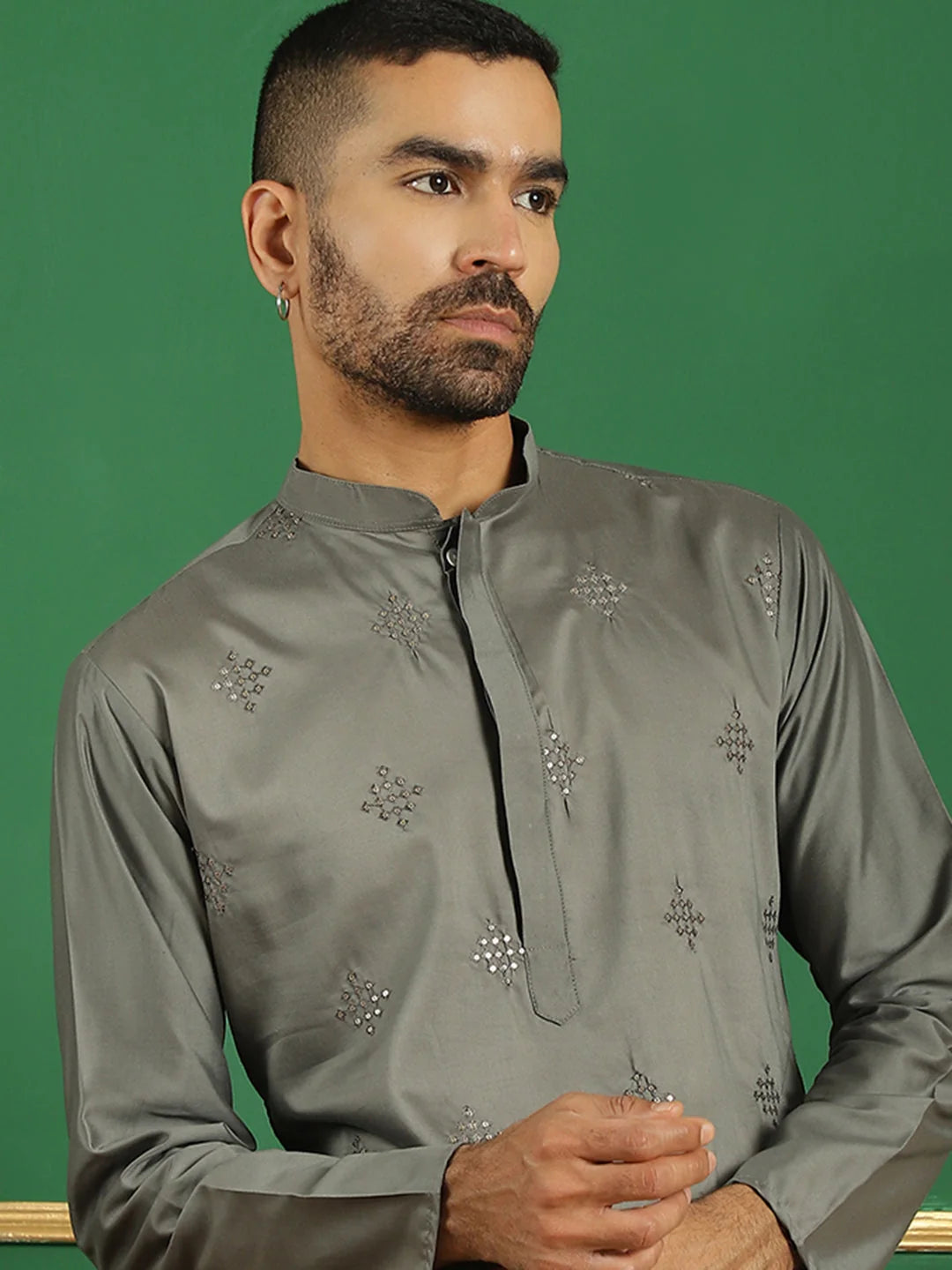 Yellow Embroidered Silk Kurta - Indian Kurta for Men