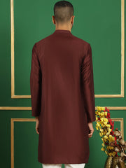 Men Black Embroidered and Sequence Kurtas-KO-5059Maroon