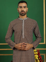 Men Brown Printed Kurtas ( KO 5060 Brown ) [FF] [I-1-4 & C5 D4]