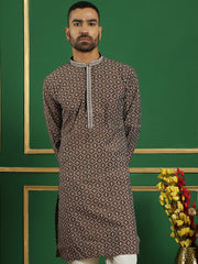 Men Brown Printed Kurtas ( KO 5060 Brown ) [FF] [I-1-4 & C5 D4]