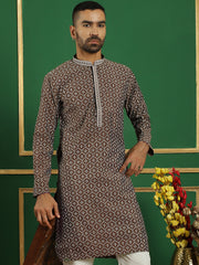 Men Brown Printed Kurtas ( KO 5060 Brown ) [FF] [I-1-4 & C5 D4]