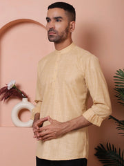 Men Woven Design Short Kurta-KO-5061Beige
