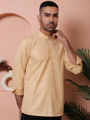 Men Woven Design Short Kurta-KO-5061Beige