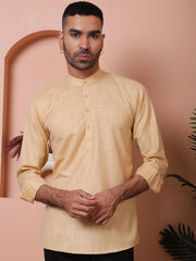 Men Woven Design Short Kurta-KO-5061Beige