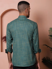 Men Woven Design Short Kurta-KO-5061Olive