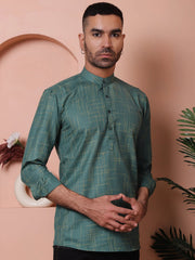Men Woven Design Short Kurta-KO-5061Olive