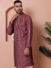 Men's Embroidered and Sequins Kurtas-KO-5063Magenta