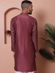 Men's Embroidered and Sequins Kurtas-KO-5063Magenta