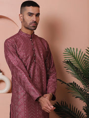 Men's Embroidered and Sequins Kurtas-KO-5063Magenta