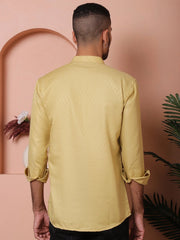 Beige Woven Design Short Kurta for Men-KO-5064Beige