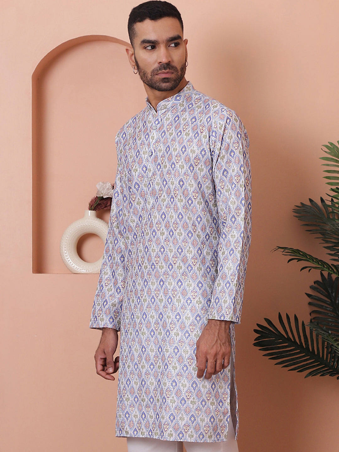 Blue Embroidered Mens Kurta - Shop Indian Kurta for Men
