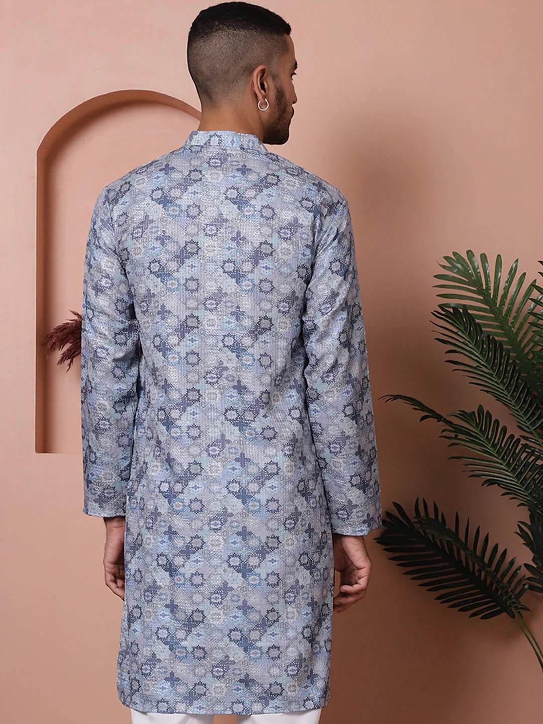Grey Embroidered Mens Kurta - Indian Kurta for Men Online