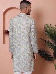 Men's Printed and Embroidered Kurtas-KO-5065Pista