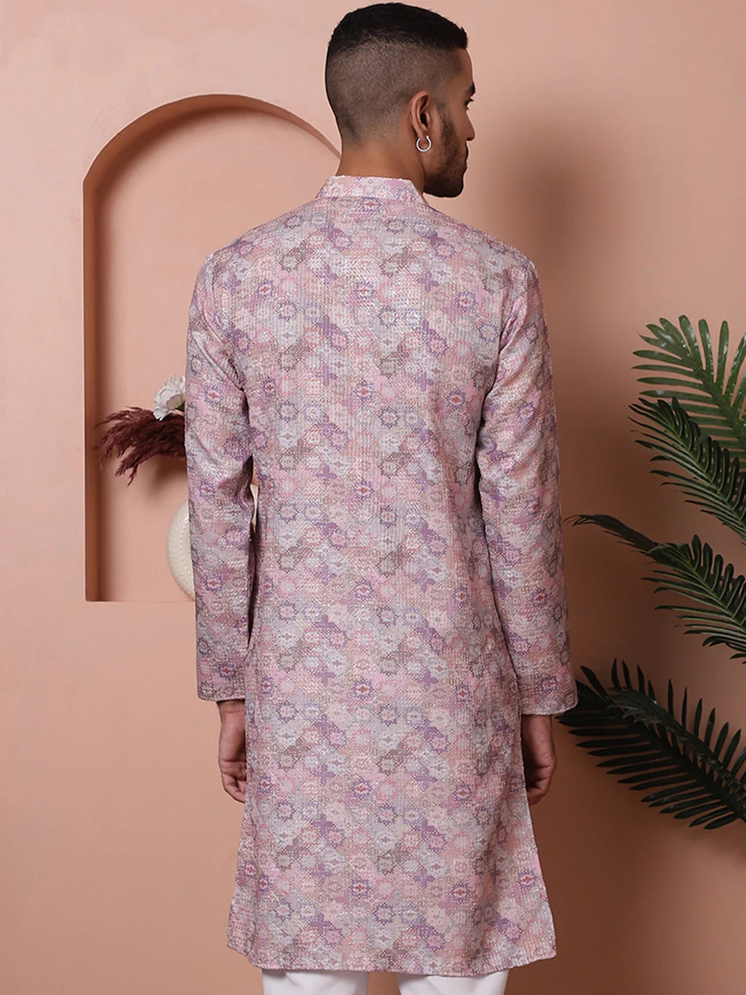 Men's Purple Printed and Embroidered Kurta | Indian Kurta