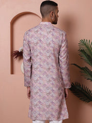 Men's Printed and Embroidered Kurtas-KO-5065Purple
