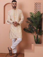 Men's Foil Printed Kurtas-KO-5067Cream