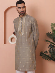 Men's Foil Printed Kurtas-KO-5067Grey