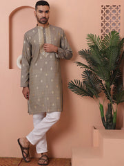 Men's Foil Printed Kurtas-KO-5067Grey