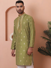 Men's Foil Printed Kurtas-KO-5067Olive