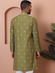 Men's Foil Printed Kurtas-KO-5067Olive
