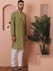 Men's Foil Printed Kurtas-KO-5067Olive