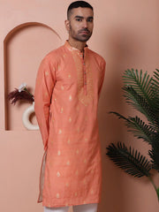 Men's Foil Printed Kurtas-KO-5067Peach