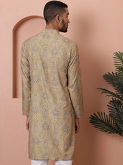 Men Printed Cotton Kurtas-KO-5069Golden