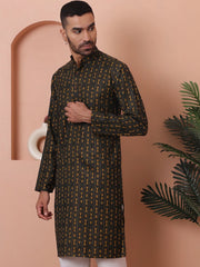 Men Printed Cotton Kurtas-KO-5069Mehndi
