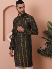 Men Printed Cotton Kurtas-KO-5069Mehndi