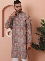 Men Printed Cotton Kurtas-KO-5069Multi