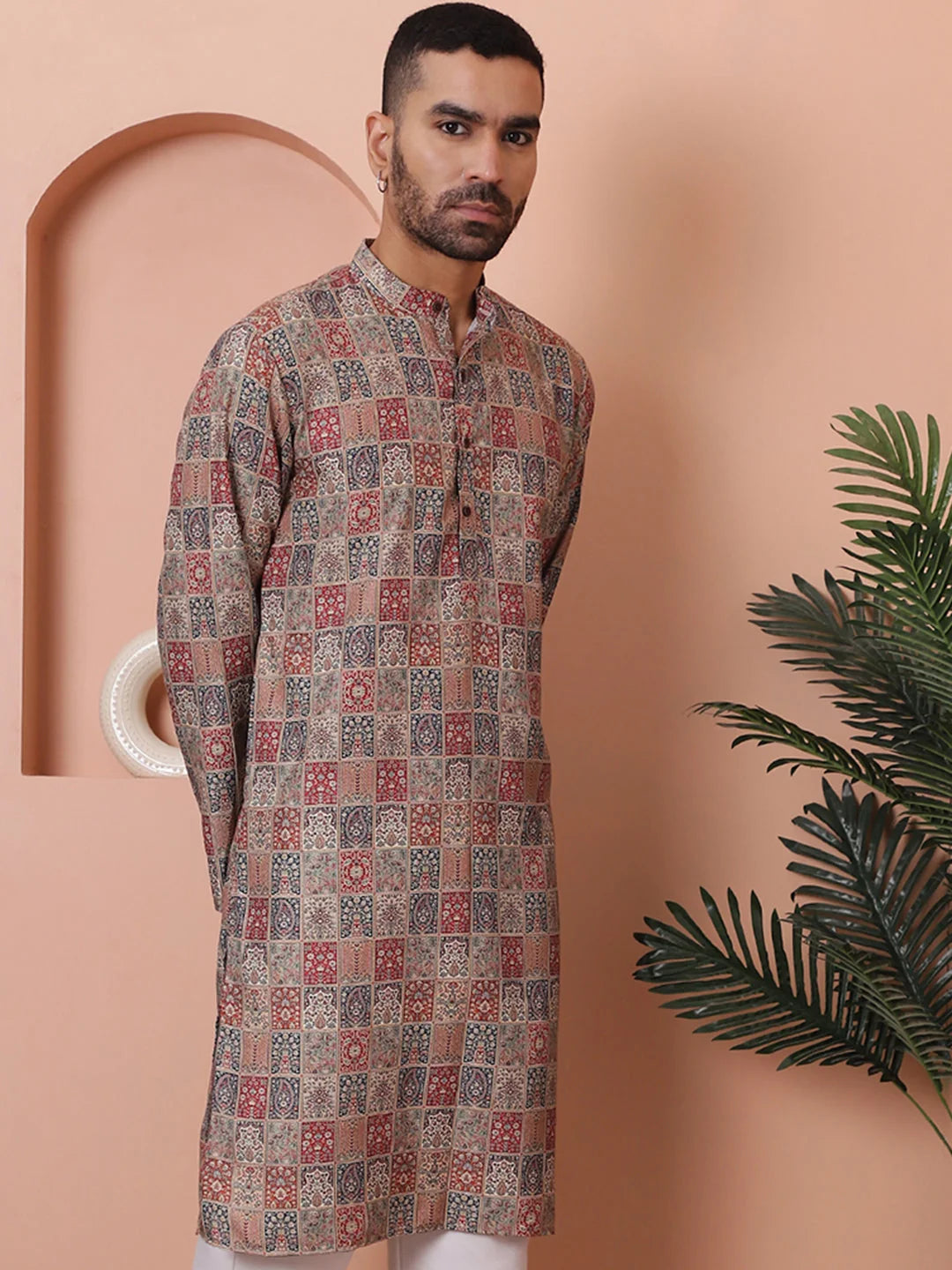 Multi Printed Mens Kurta - Cotton Indian Kurta for Men