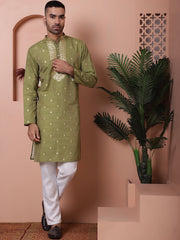 Men's Foil Printed Kurtas-KO-5070Olive