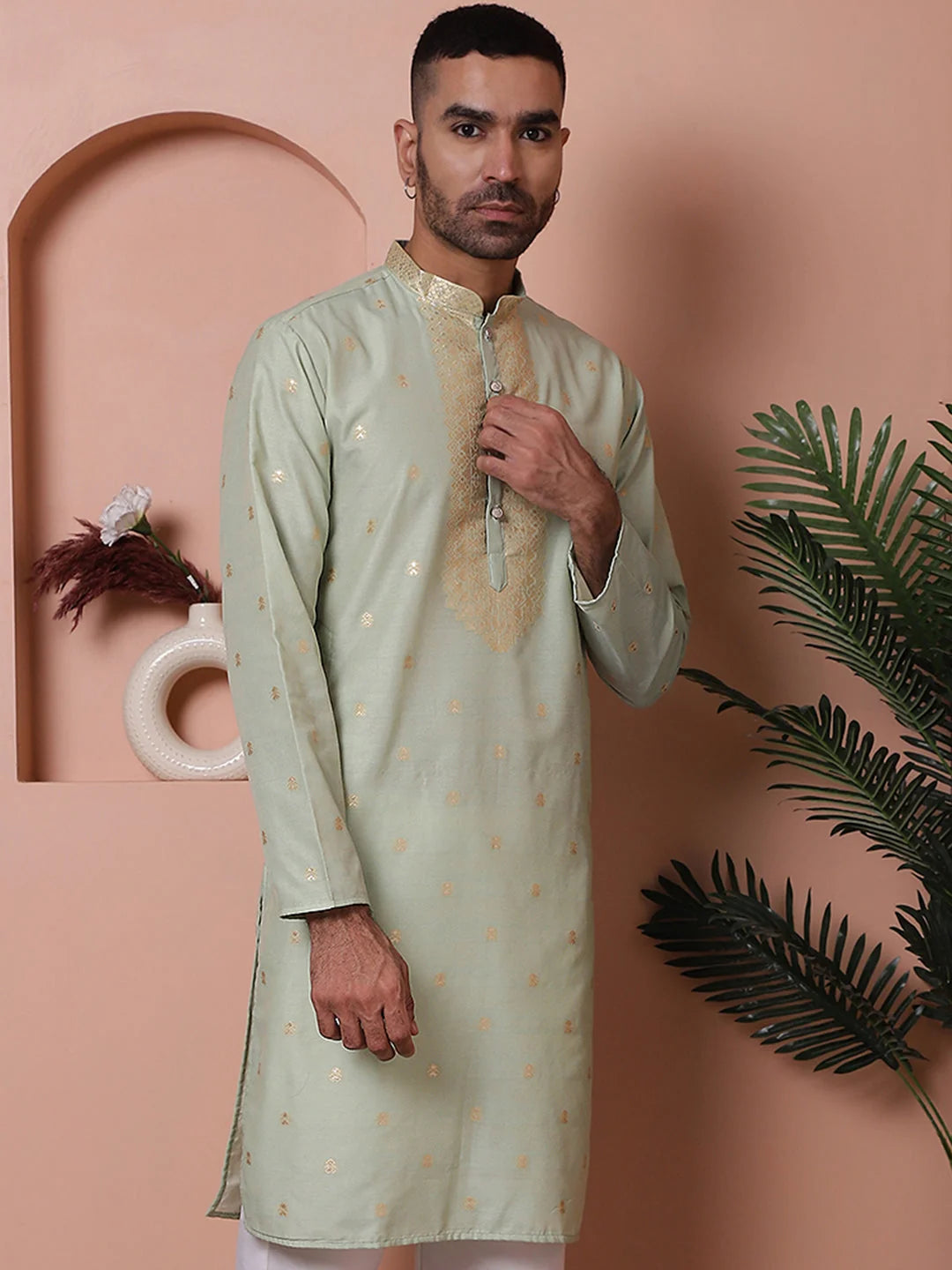 Sky Foil Printed Mens Kurta | Indian Kurta for Men