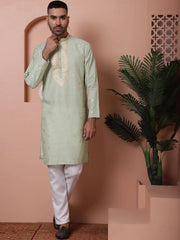 Men's Foil Printed Kurtas-KO-5070Sky