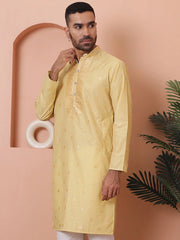 Men's Foil Printed Kurtas-KO-5070Yellow