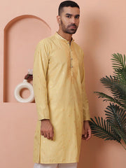 Men's Foil Printed Kurtas-KO-5070Yellow