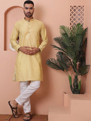 Men's Foil Printed Kurtas-KO-5070Yellow