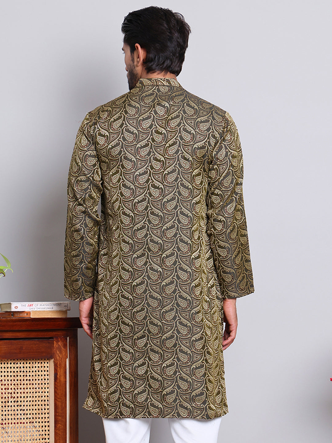 DesiQlo Men Woven Design Kurta Only - Black - KUO_5071Black_S
