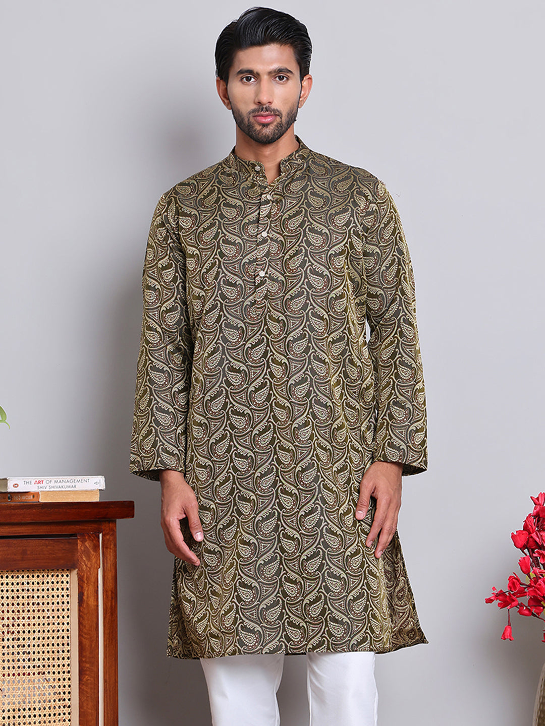 DesiQlo Men Woven Design Kurta Only - Black - KUO_5071Black_S