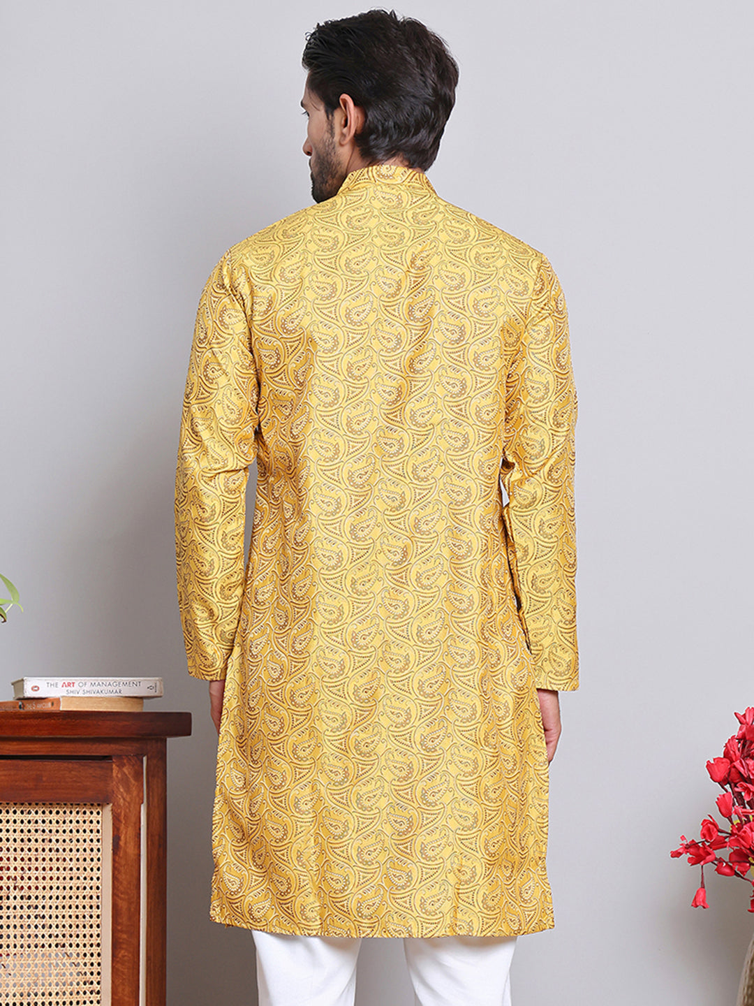 DesiQlo Men Woven Design Kurta Only - Yellow - KUO_5071Yellow_S