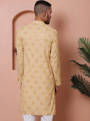 Men's Sequins and Embroidered Kurtas-KO-5072Yellow
