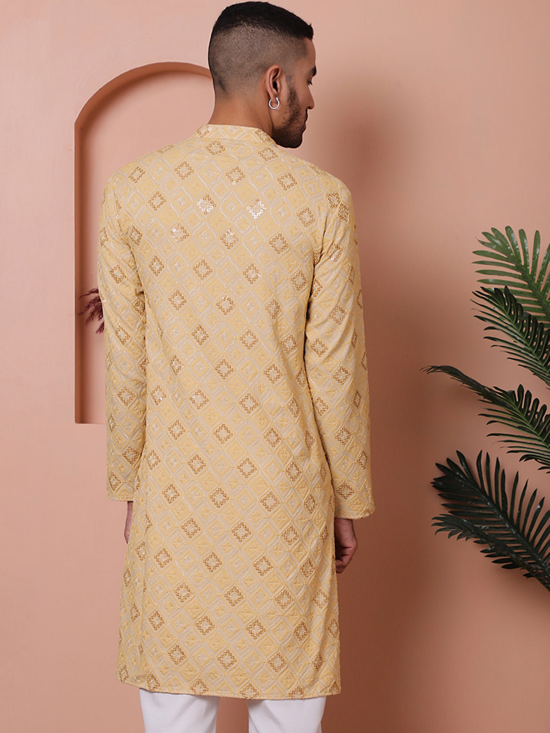 Yellow Embroidered Mens Kurta | Indian Kurta for Men